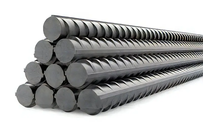 Barra reta de aço. Vergalhão resistente para estruturas de construção civil